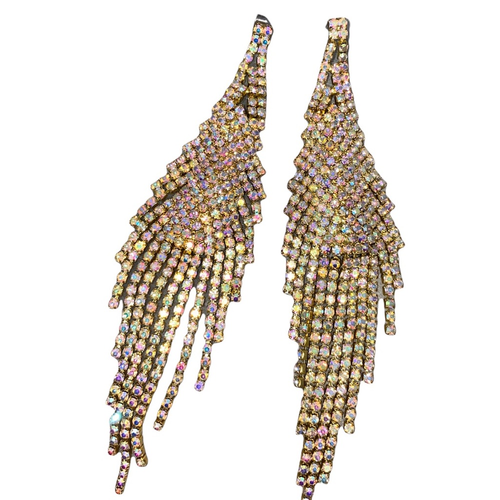 Rainbow crystal dangle earrings